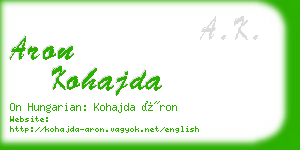 aron kohajda business card